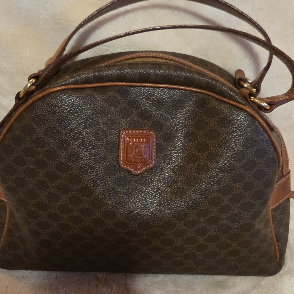 Celine Dark Brown Patterned Satchel - Picture 2 of 12